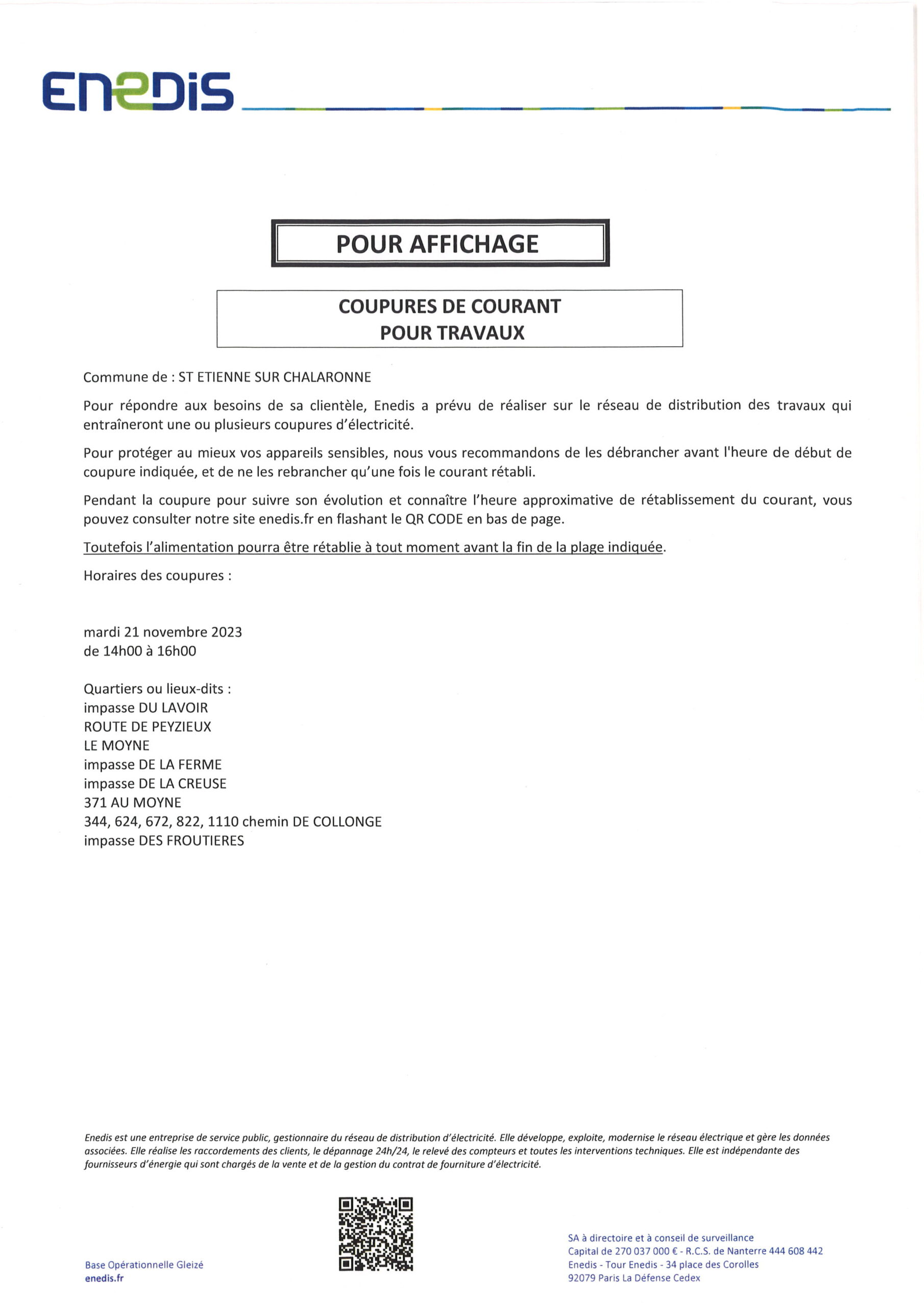 Travaux ENEDIS