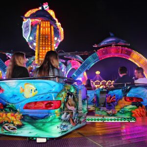 fair, hype, folk festival, showman, fairground, pleasure, fun, leisure time, carousel, ride, lighting, multicoloured, lamps, entertainment, evening atmosphere, night, colorful, labeling, mood, contrast darkness, rotate, fair, fair, fair, fair, fair
