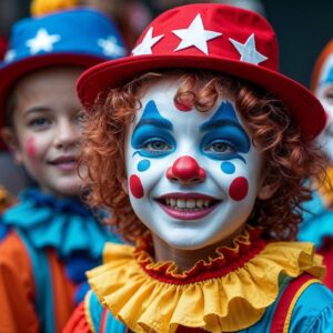 carnival, clown, children's carnival, fun, to celebrate, happy, laugh, multicoloured, children