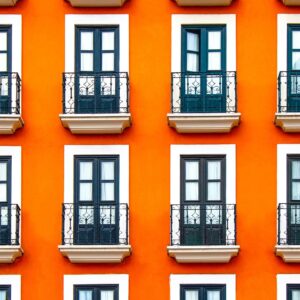 windows, orange, facade, building, balconies, window panes, architecture, structure, exterior, windows, windows, orange, orange, orange, orange, orange, facade, building, building, architecture